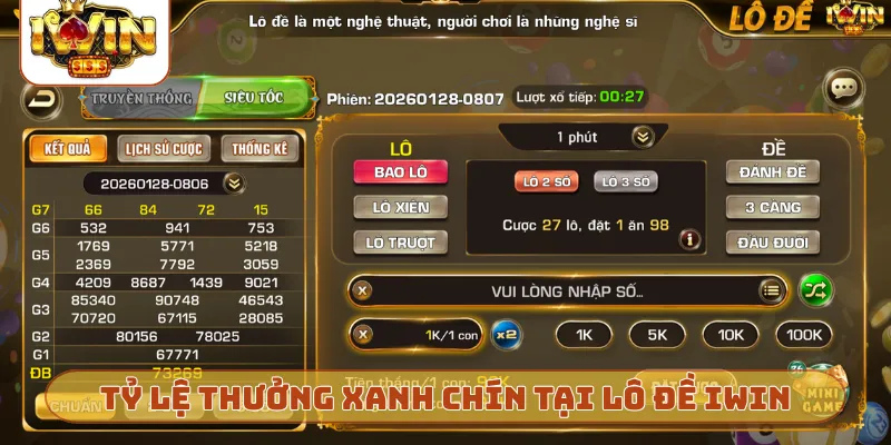 Tỷ lệ thưởng xanh chín tại lô đề iWin